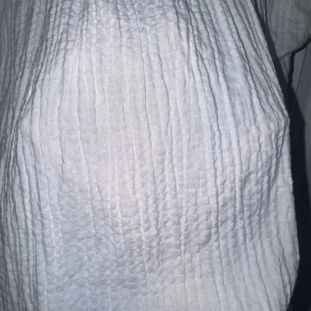 LOFT White Textured Short Sleeve Button Down Blouse - Picture 4 of 6